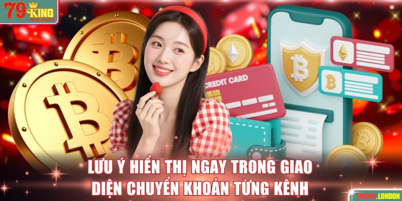 Lưu ý hiển thị ngay trong giao diện chuyển khoản từng kênh